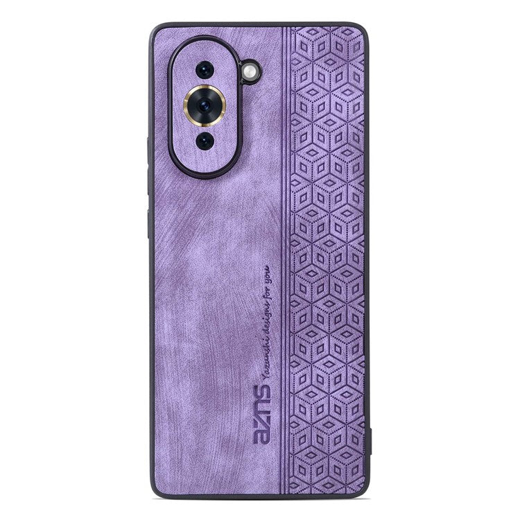 AZNS Leather Coated TPU Cover for Huawei nova 10 Pro 4G, Imprinted Pattern Anti-slip Side Edge Scratch-resistant Phone Case - Purple