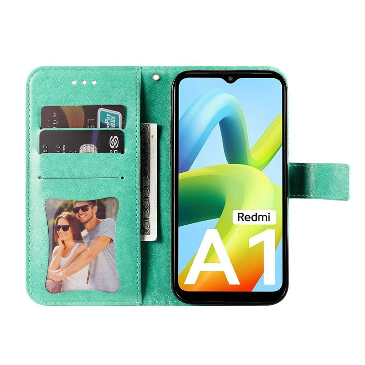 For Xiaomi Redmi A1 4G / A2 4G Case Floral Pattern PU Leather Wallet Stand Phone Cover - Green