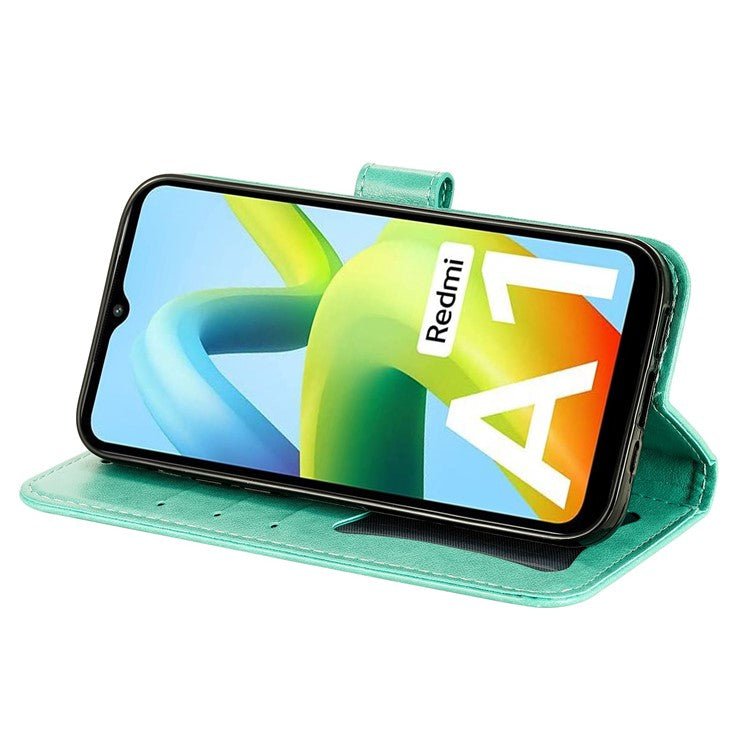 For Xiaomi Redmi A1 4G / A2 4G Case Floral Pattern PU Leather Wallet Stand Phone Cover - Green