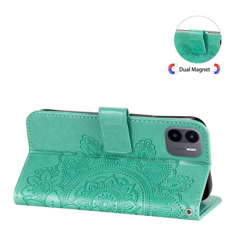 For Xiaomi Redmi A1 4G / A2 4G Case Floral Pattern PU Leather Wallet Stand Phone Cover - Green