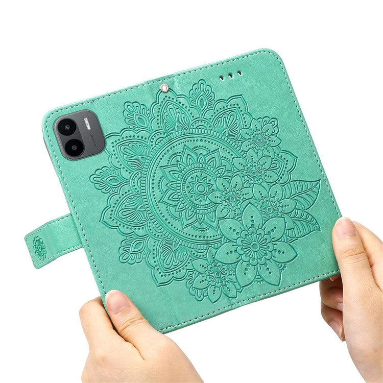 For Xiaomi Redmi A1 4G / A2 4G Case Floral Pattern PU Leather Wallet Stand Phone Cover - Green