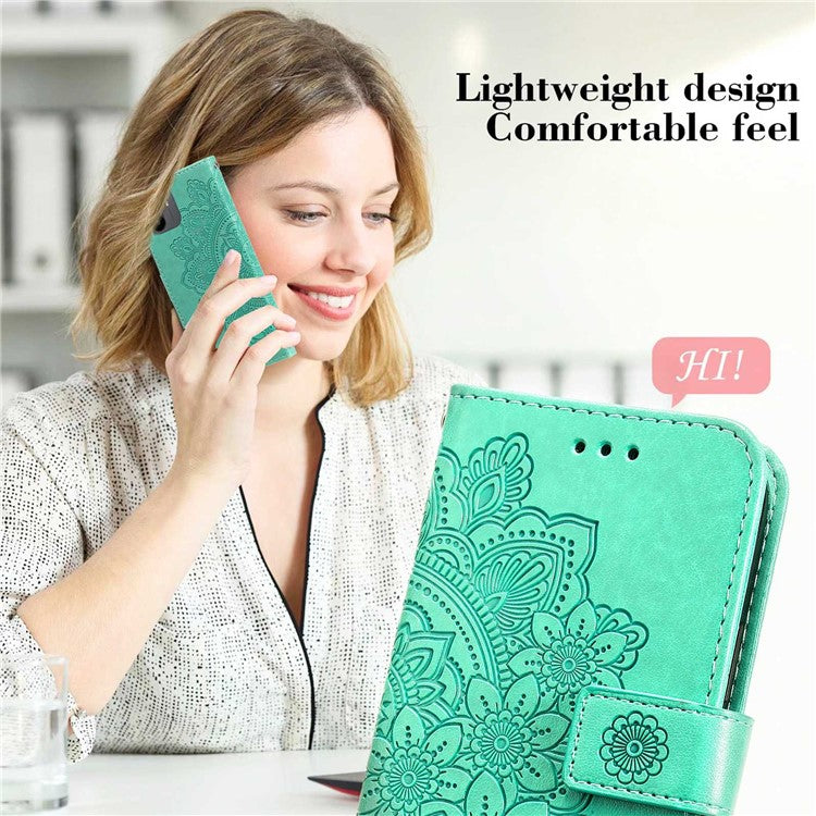 For Xiaomi Redmi A1 4G / A2 4G Case Floral Pattern PU Leather Wallet Stand Phone Cover - Green