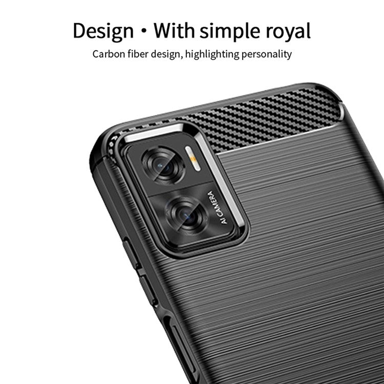 MOFI JK TPU Series-1 for Motorola Moto E22 4G / E22i 4G TPU Phone Cover Brushed Surface Carbon Fiber Texture Scratch Resistant Phone Case - Black