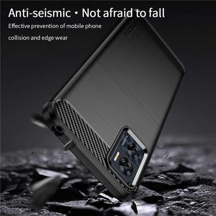 MOFI JK TPU Series-1 for Motorola Moto E22 4G / E22i 4G TPU Phone Cover Brushed Surface Carbon Fiber Texture Scratch Resistant Phone Case - Black
