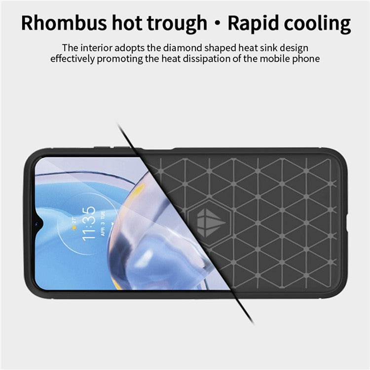 MOFI JK TPU Series-1 for Motorola Moto E22 4G / E22i 4G TPU Phone Cover Brushed Surface Carbon Fiber Texture Scratch Resistant Phone Case - Black