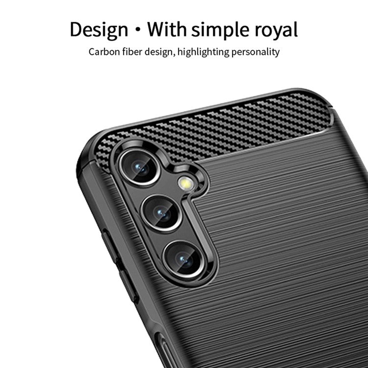 MOFI JK TPU Series-1 for Samsung Galaxy A14 5G / A14 4G Soft TPU Brushed Protective Cover Carbon Fiber Texture Anti-scratch Phone Case - Red