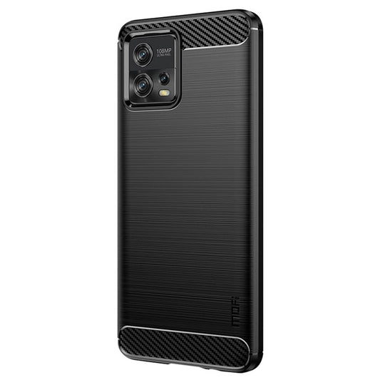 MOFI JK TPU Series-1 for Motorola Moto G72 4G Brushed Phone Cover Carbon Fiber Texture Drop-proof TPU Protective Cell Phone Case - Black