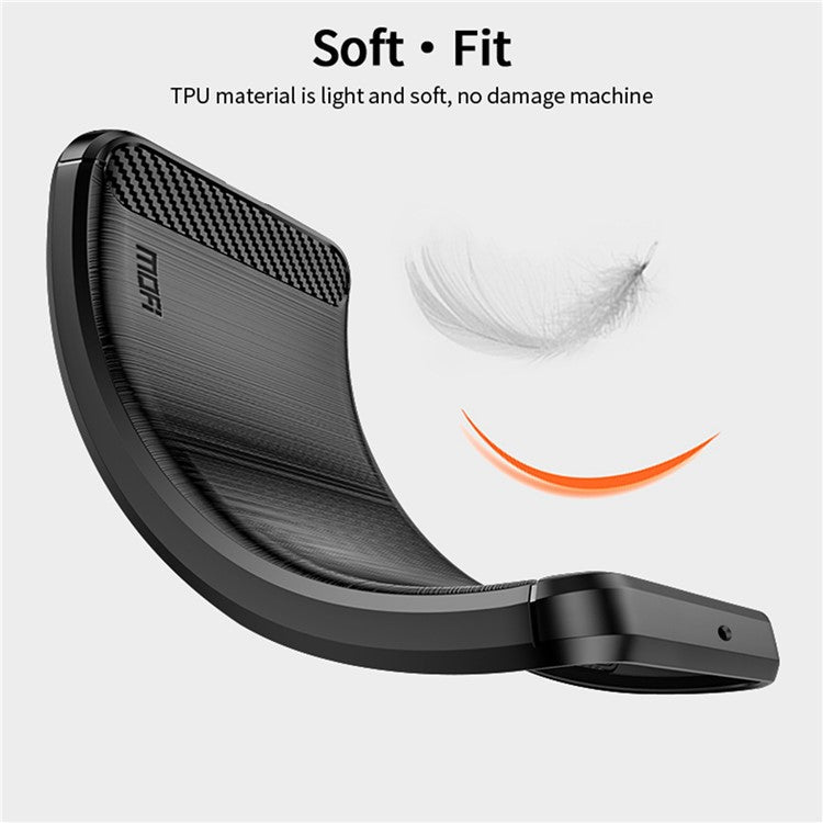 MOFI JK TPU Series-1 for Motorola Moto G72 4G Brushed Phone Cover Carbon Fiber Texture Drop-proof TPU Protective Cell Phone Case - Black