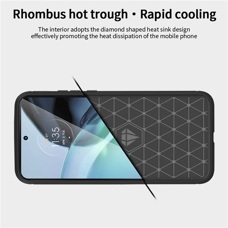 MOFI JK TPU Series-1 for Motorola Moto G72 4G Brushed Phone Cover Carbon Fiber Texture Drop-proof TPU Protective Cell Phone Case - Black