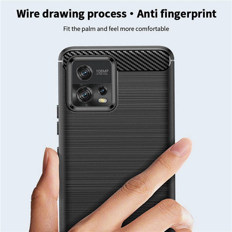 MOFI JK TPU Series-1 for Motorola Moto G72 4G Brushed Phone Cover Carbon Fiber Texture Drop-proof TPU Protective Cell Phone Case - Black