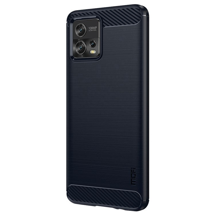 MOFI JK TPU Series-1 for Motorola Moto G72 4G Brushed Phone Cover Carbon Fiber Texture Drop-proof TPU Protective Cell Phone Case - Blue
