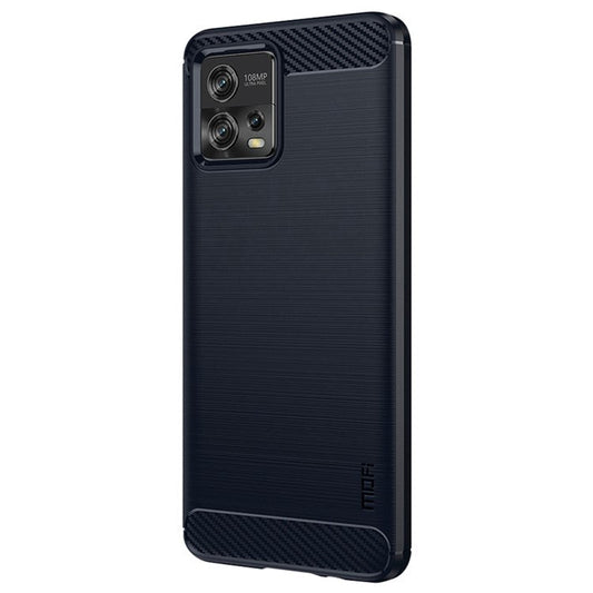 MOFI JK TPU Series-1 for Motorola Moto G72 4G Brushed Phone Cover Carbon Fiber Texture Drop-proof TPU Protective Cell Phone Case - Blue