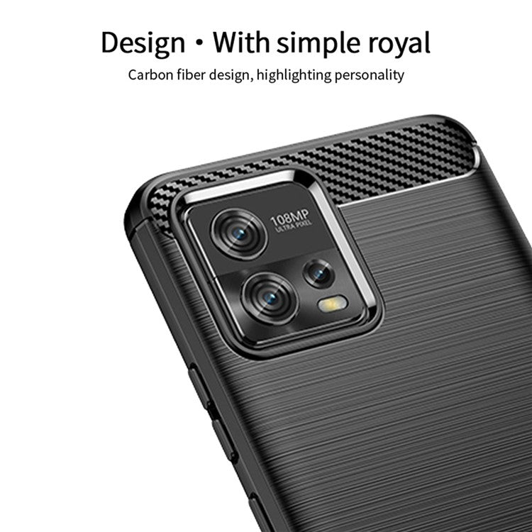 MOFI JK TPU Series-1 for Motorola Moto G72 4G Brushed Phone Cover Carbon Fiber Texture Drop-proof TPU Protective Cell Phone Case - Blue