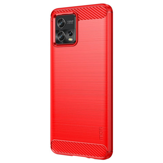 MOFI JK TPU Series-1 for Motorola Moto G72 4G Brushed Phone Cover Carbon Fiber Texture Drop-proof TPU Protective Cell Phone Case - Red