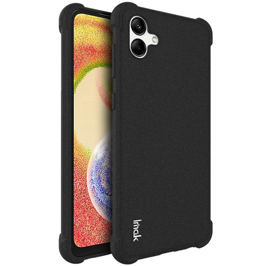 IMAK For Samsung Galaxy A04 4G (164.4 x 76.3 x 9.1 mm) Matte Surface Phone Cover Soft TPU Four Corners Airbag Anti-drop Case - Black