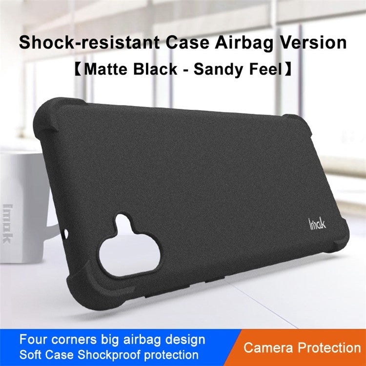 IMAK For Samsung Galaxy A04 4G (164.4 x 76.3 x 9.1 mm) Matte Surface Phone Cover Soft TPU Four Corners Airbag Anti-drop Case - Black