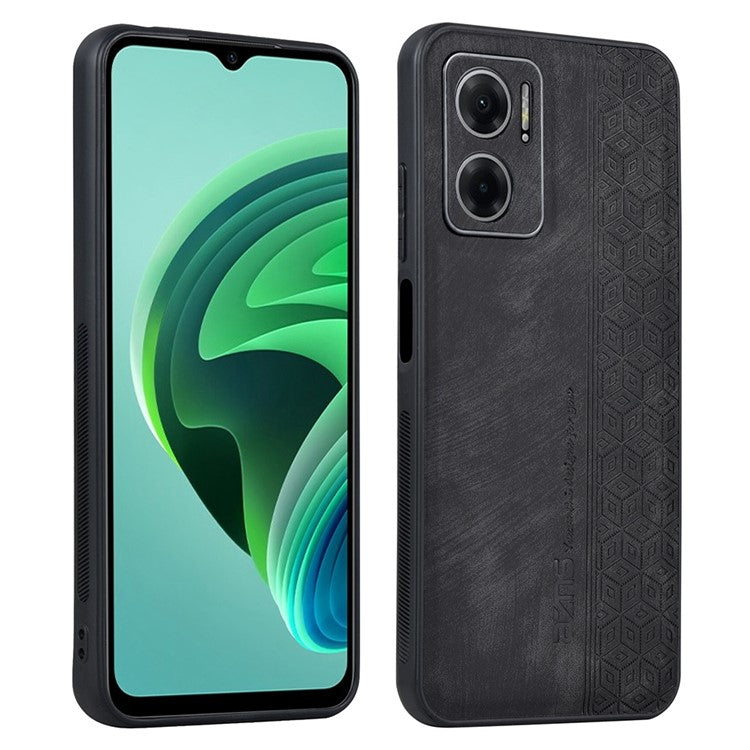 AZNS For Xiaomi Redmi 10 5G / Redmi Note 11E 5G / Redmi 10 Prime+ 5G Imprinted Pattern Anti-scratch Phone Case PU Leather Coated TPU Cover - Black