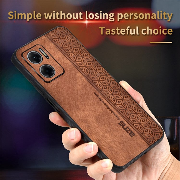 AZNS For Xiaomi Redmi 10 5G / Redmi Note 11E 5G / Redmi 10 Prime+ 5G Imprinted Pattern Anti-scratch Phone Case PU Leather Coated TPU Cover - Black