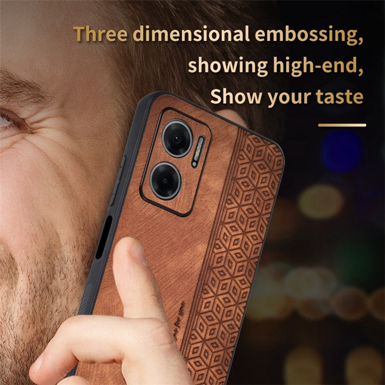 AZNS For Xiaomi Redmi 10 5G / Redmi Note 11E 5G / Redmi 10 Prime+ 5G Imprinted Pattern Anti-scratch Phone Case PU Leather Coated TPU Cover - Black