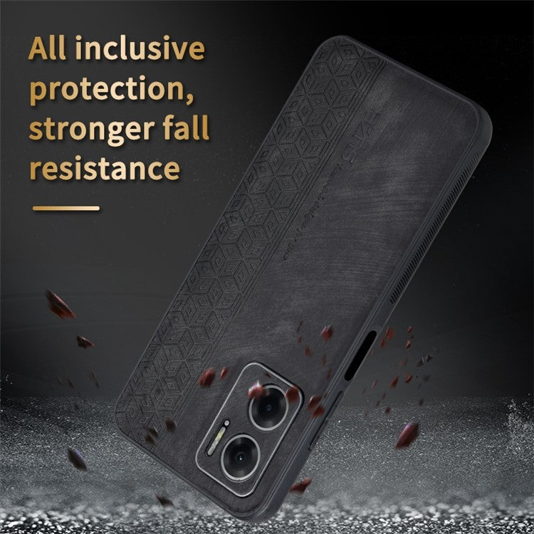 AZNS For Xiaomi Redmi 10 5G / Redmi Note 11E 5G / Redmi 10 Prime+ 5G Imprinted Pattern Anti-scratch Phone Case PU Leather Coated TPU Cover - Black
