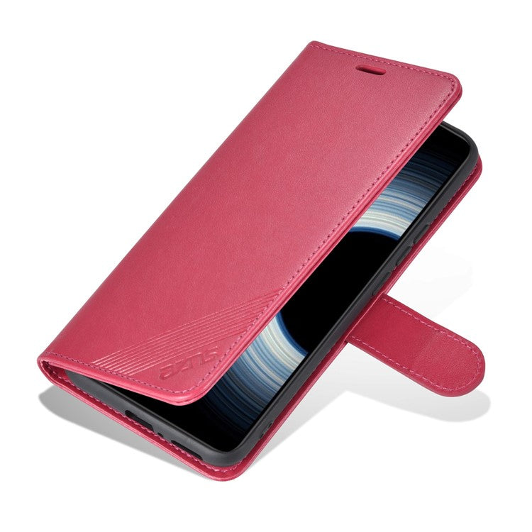 AZNS For Xiaomi Redmi K50 Ultra 5G / 12T 5G Wallet Phone Case Shockproof PU Leather Cover Anti-Scratch Phone Case with Stand - Red