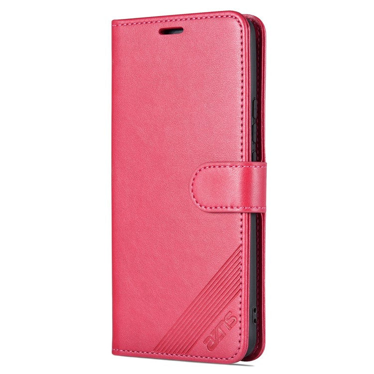 AZNS For Xiaomi Redmi K50 Ultra 5G / 12T 5G Wallet Phone Case Shockproof PU Leather Cover Anti-Scratch Phone Case with Stand - Red