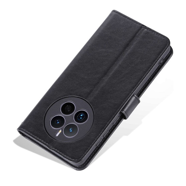 AZNS For Huawei Mate 50 4G Shockproof PU Leather Cover Magnetic Clasp Phone Case with Wallet Stand - Black