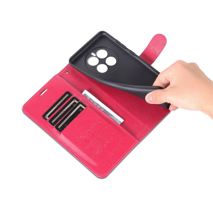 AZNS For Huawei Mate 50 4G Shockproof PU Leather Cover Magnetic Clasp Phone Case with Wallet Stand - Red