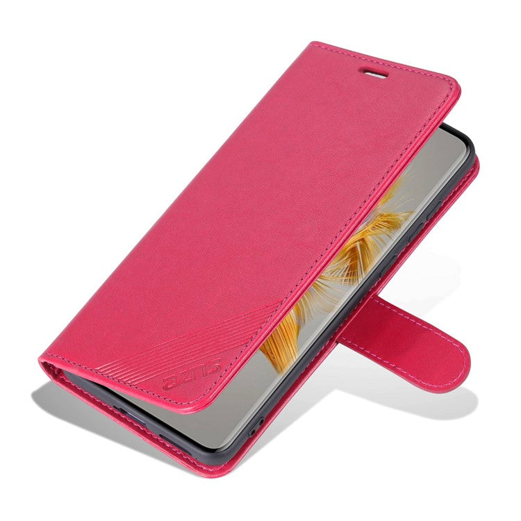 AZNS For Huawei Mate 50 4G Shockproof PU Leather Cover Magnetic Clasp Phone Case with Wallet Stand - Red