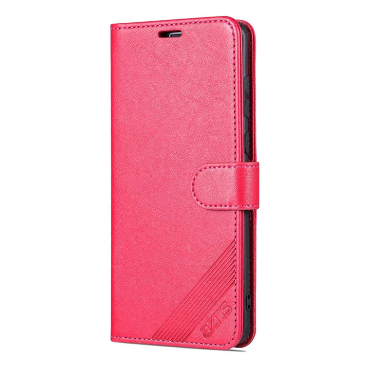 AZNS For Huawei Mate 50 4G Shockproof PU Leather Cover Magnetic Clasp Phone Case with Wallet Stand - Red