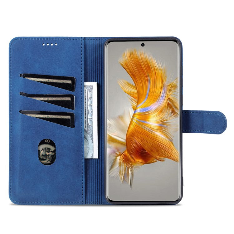 AZNS For Huawei Mate 50 4G Shockproof Phone Case PU Leather Magnetic Flip Smartphone Cover Stand Wallet - Blue