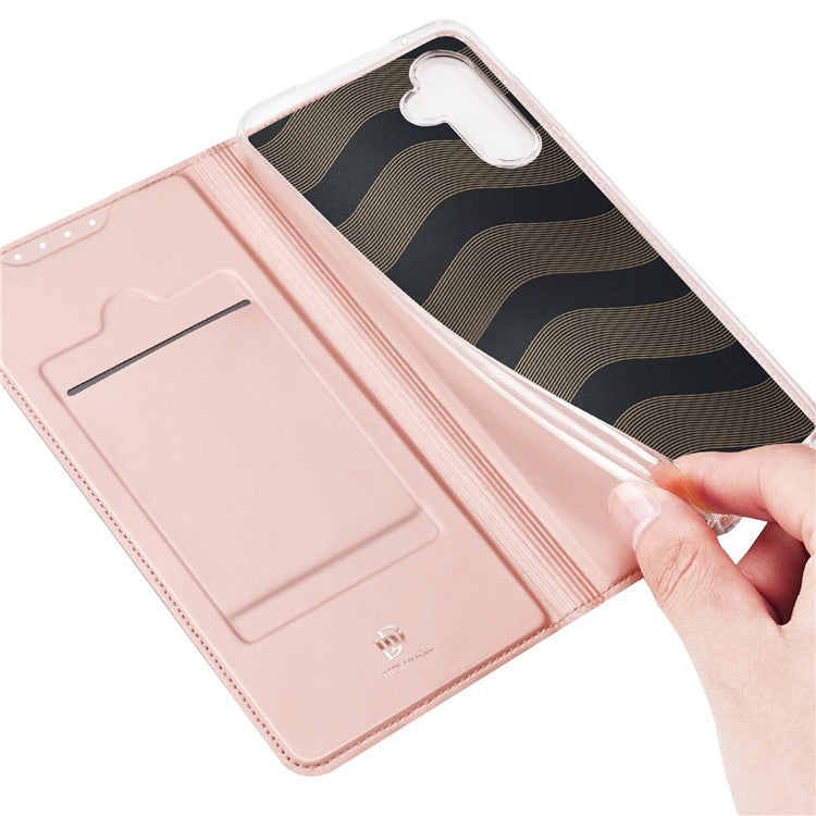 DUX DUCIS Skin Pro Series PU Leather Stand Case for Samsung Galaxy A34 5G, Magnetic Closure Card Holder Stand Folio Flip Phone Cover - Pink