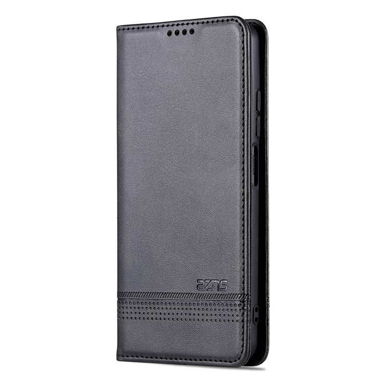 AZNS For Xiaomi Redmi Note 12 Pro Speed 5G / Poco X5 Pro 5G / Note 12 Pro 5G Cowhide Texture Shockproof Phone Stand Case PU Leather Magnetic Auto-absorbed Folio Flip Wallet Cover  - Black
