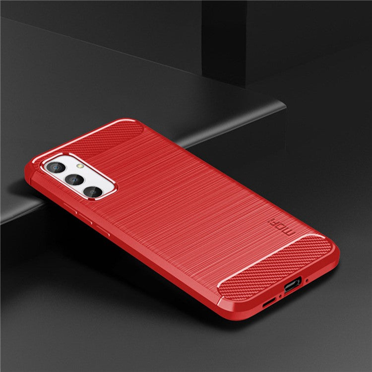 MOFI JK TPU Series-1 for Samsung Galaxy A34 5G Anti-fall Phone Case Carbon Fiber Brushed Protective TPU Phone Back Cover - Red