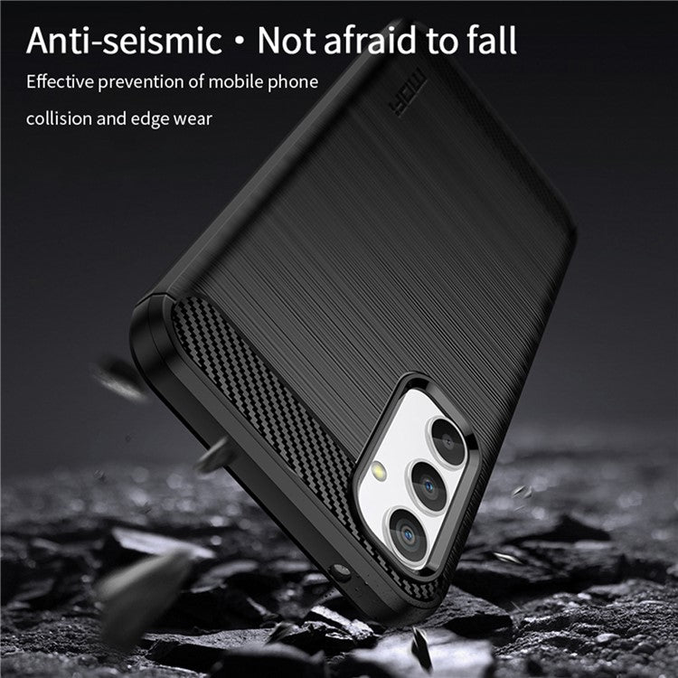 MOFI JK TPU Series-1 for Samsung Galaxy A34 5G Anti-fall Phone Case Carbon Fiber Brushed Protective TPU Phone Back Cover - Red