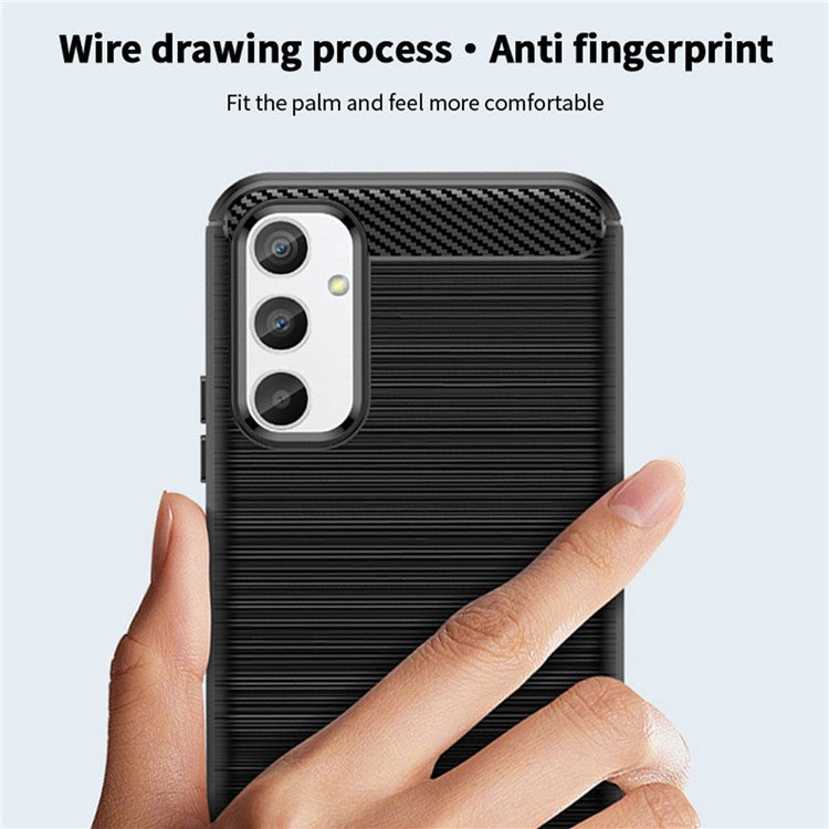 MOFI JK TPU Series-1 for Samsung Galaxy A34 5G Anti-fall Phone Case Carbon Fiber Brushed Protective TPU Phone Back Cover - Red