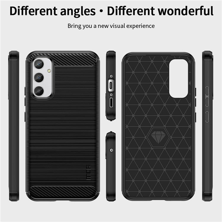 MOFI JK TPU Series-1 for Samsung Galaxy A34 5G Anti-fall Phone Case Carbon Fiber Brushed Protective TPU Phone Back Cover - Red