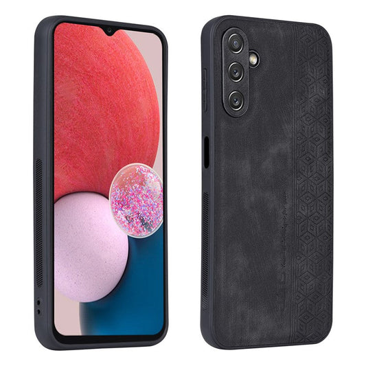 AZNS For Samsung Galaxy A14 5G / A14 4G PU Leather Coated TPU Phone Back Cover Imprinted Pattern Anti-fall Protective Phone Case - Black
