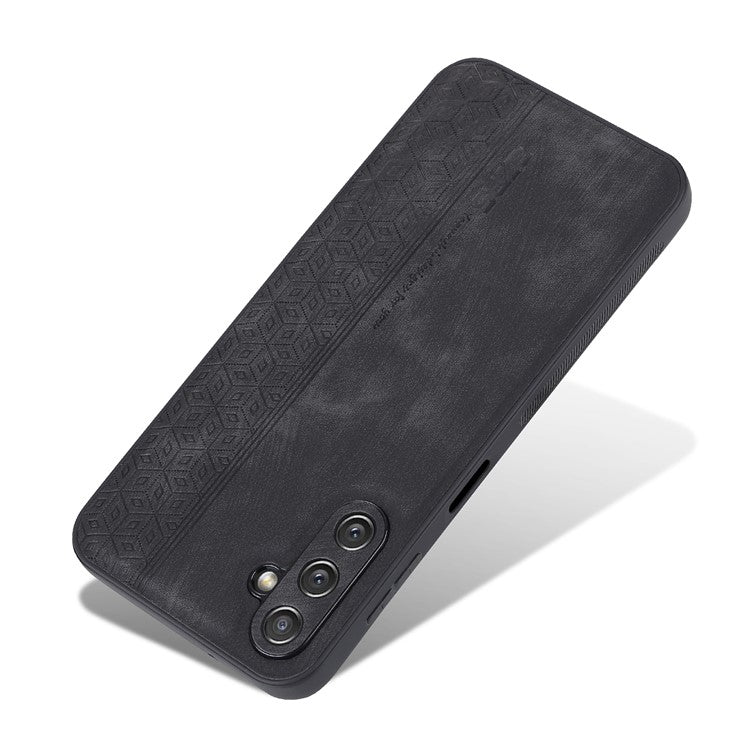 AZNS For Samsung Galaxy A14 5G / A14 4G PU Leather Coated TPU Phone Back Cover Imprinted Pattern Anti-fall Protective Phone Case - Black
