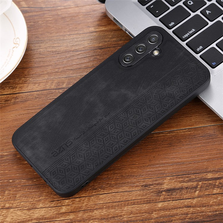 AZNS For Samsung Galaxy A14 5G / A14 4G PU Leather Coated TPU Phone Back Cover Imprinted Pattern Anti-fall Protective Phone Case - Black