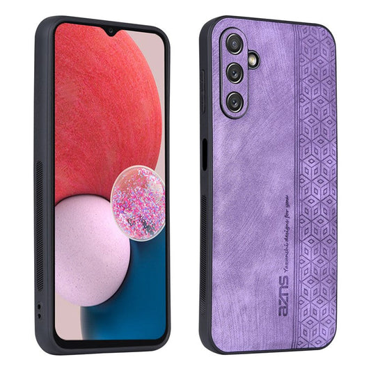 AZNS For Samsung Galaxy A14 5G / A14 4G PU Leather Coated TPU Phone Back Cover Imprinted Pattern Anti-fall Protective Phone Case - Purple