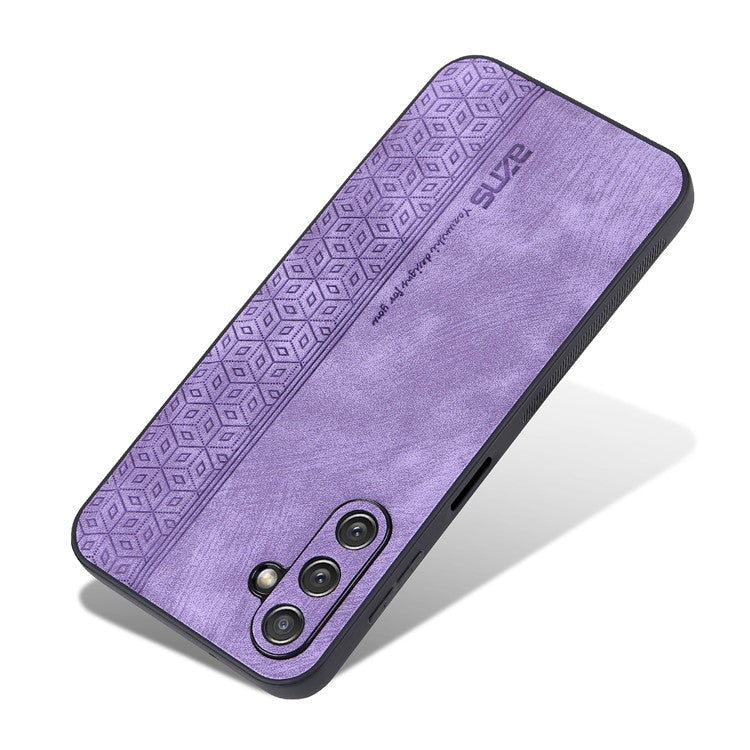 AZNS For Samsung Galaxy A14 5G / A14 4G PU Leather Coated TPU Phone Back Cover Imprinted Pattern Anti-fall Protective Phone Case - Purple