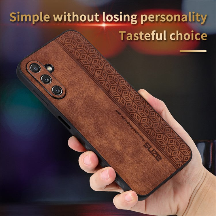 AZNS For Samsung Galaxy A14 5G / A14 4G PU Leather Coated TPU Phone Back Cover Imprinted Pattern Anti-fall Protective Phone Case - Purple