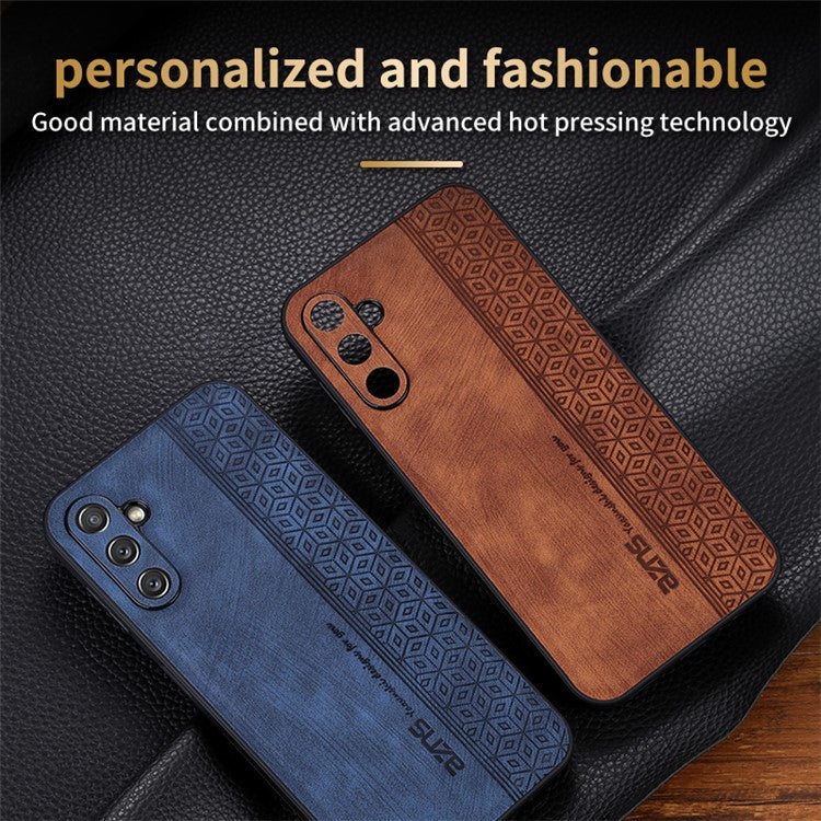 AZNS For Samsung Galaxy A14 5G / A14 4G PU Leather Coated TPU Phone Back Cover Imprinted Pattern Anti-fall Protective Phone Case - Purple