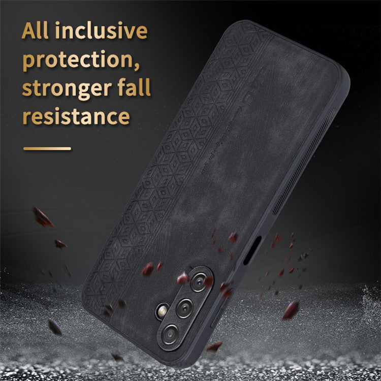 AZNS For Samsung Galaxy A14 5G / A14 4G PU Leather Coated TPU Phone Back Cover Imprinted Pattern Anti-fall Protective Phone Case - Purple