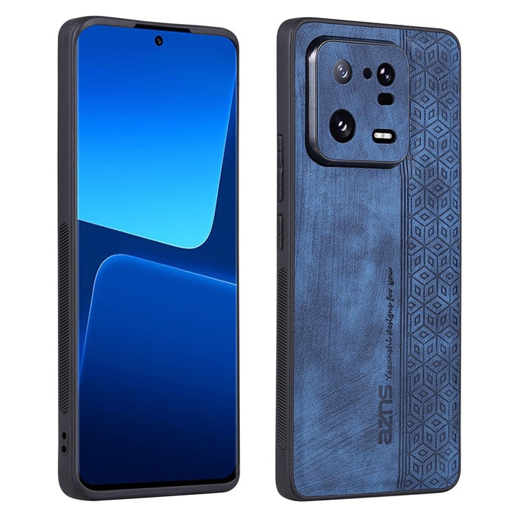 AZNS For Xiaomi 13 5G Imprinted Pattern Anti-Fading PU Leather Coated TPU Cover Anti-slip Cell Phone Case - Blue