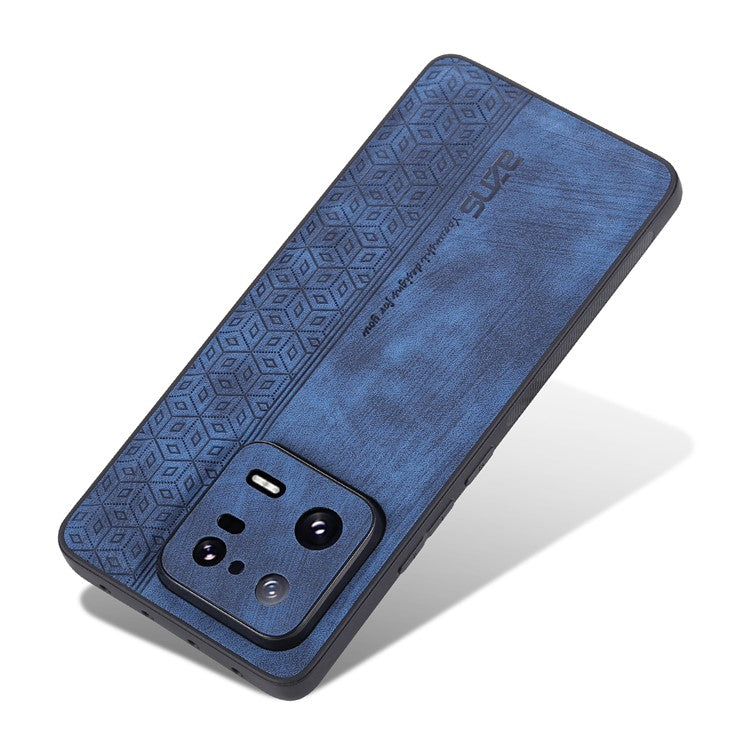 AZNS For Xiaomi 13 5G Imprinted Pattern Anti-Fading PU Leather Coated TPU Cover Anti-slip Cell Phone Case - Blue