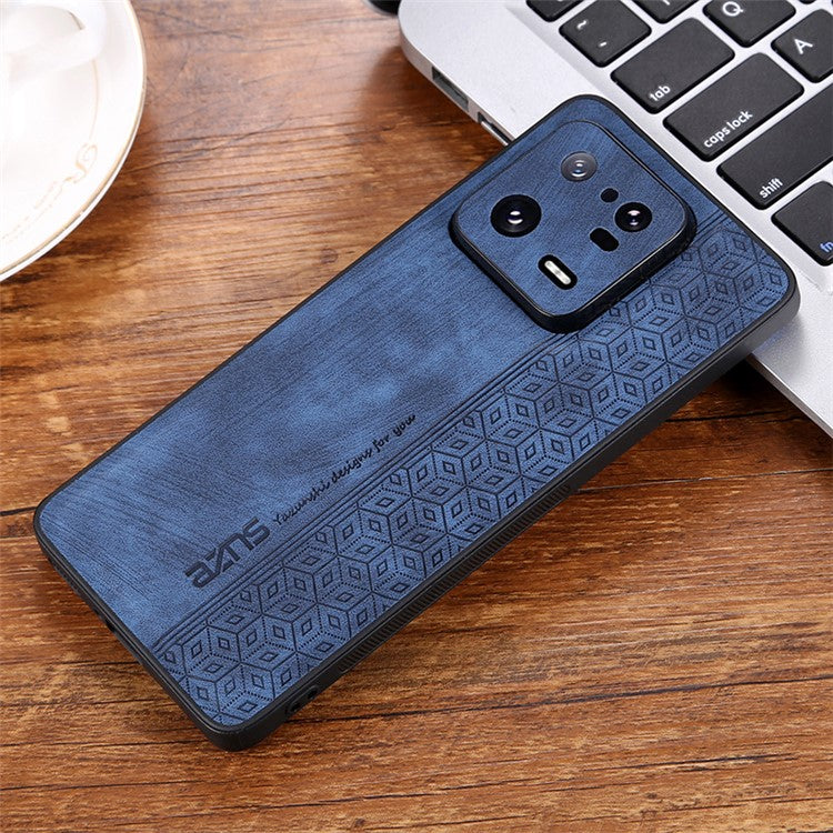 AZNS For Xiaomi 13 5G Imprinted Pattern Anti-Fading PU Leather Coated TPU Cover Anti-slip Cell Phone Case - Blue