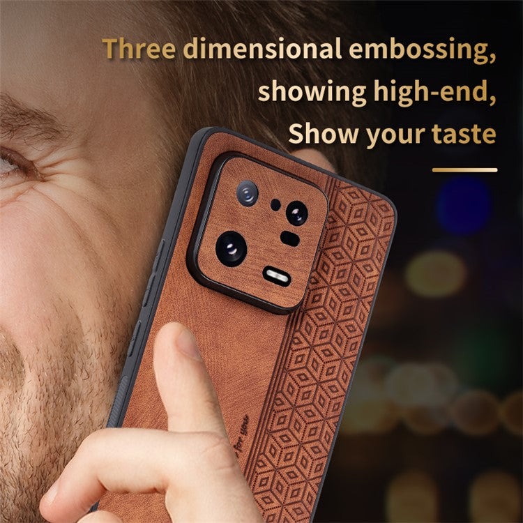 AZNS For Xiaomi 13 5G Imprinted Pattern Anti-Fading PU Leather Coated TPU Cover Anti-slip Cell Phone Case - Blue