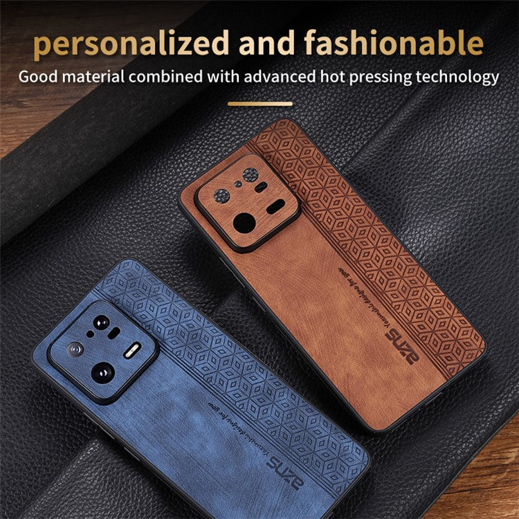 AZNS For Xiaomi 13 5G Imprinted Pattern Anti-Fading PU Leather Coated TPU Cover Anti-slip Cell Phone Case - Blue